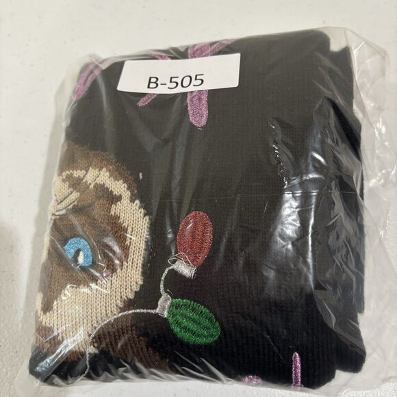 Cats Ugly Christmas Sweater Meowy Xmas Women M Black Kitty Grumpy Cat Lady Tacky - Picture 8 of 8